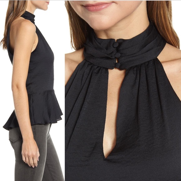 NWOT 1.STATE Halter Neck Rumple Hammered Satin Top - Picture 11 of 12